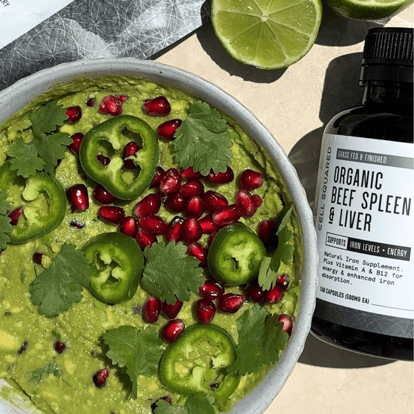 Holiday Guacamole with Pomegranate & Beef Spleen Powder - Cell Squared