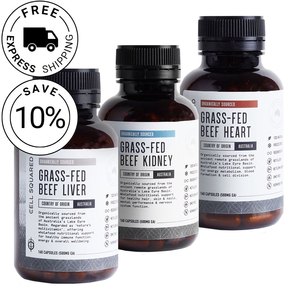 &#39;Nose To Tail&#39; Organic Beef Organs Capsules Value Pack - Save 10%