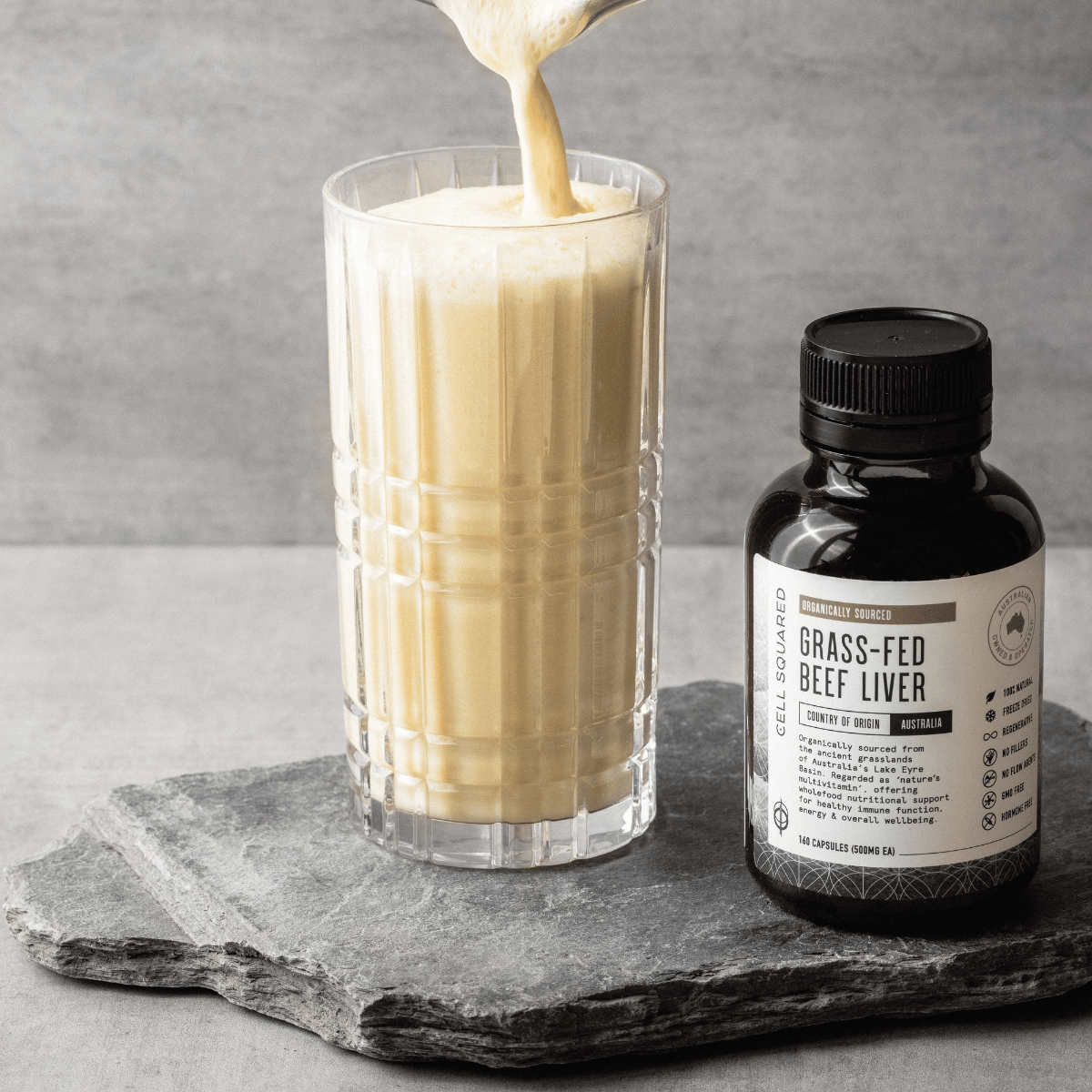 Animal based banana and beef liver powder smoothie