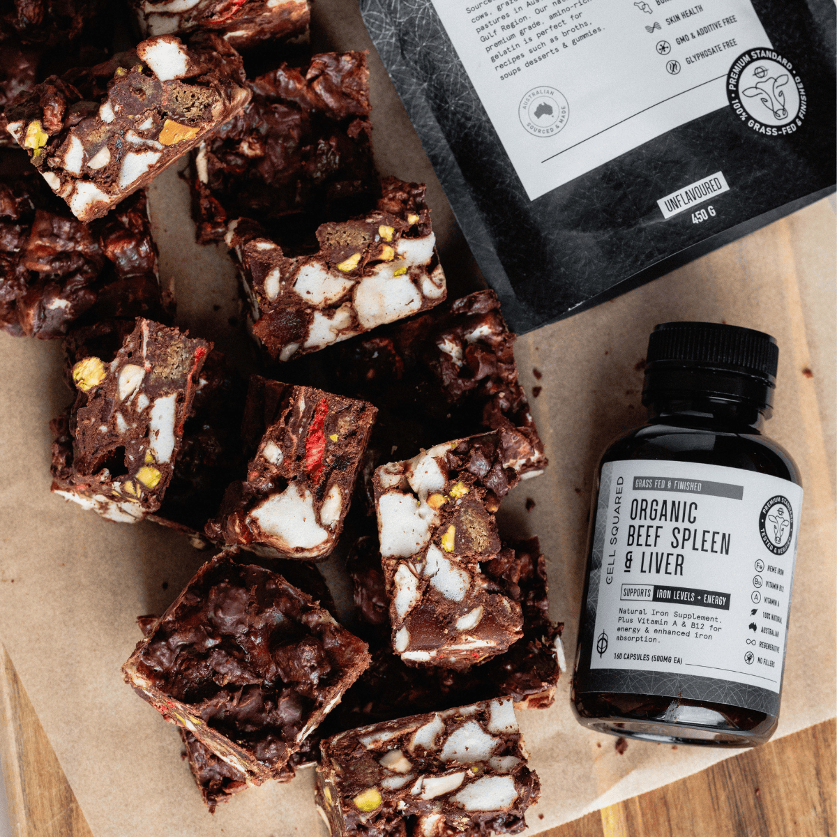 Homemade Rocky Road with Beef Spleen & Liver Powder