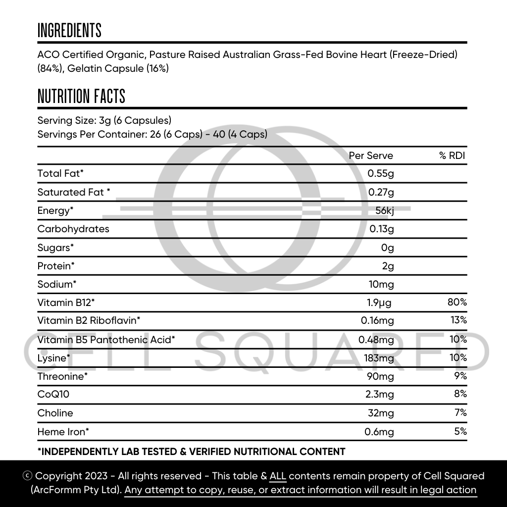 Beef Heart Capsules Supplements Ingredients