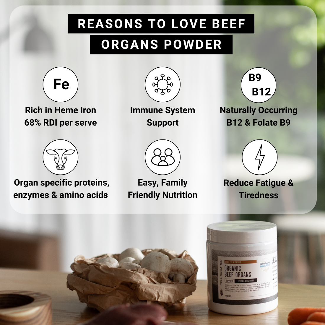 Australian Certified Organic Grass-Fed Beef Organs Powder - 130g