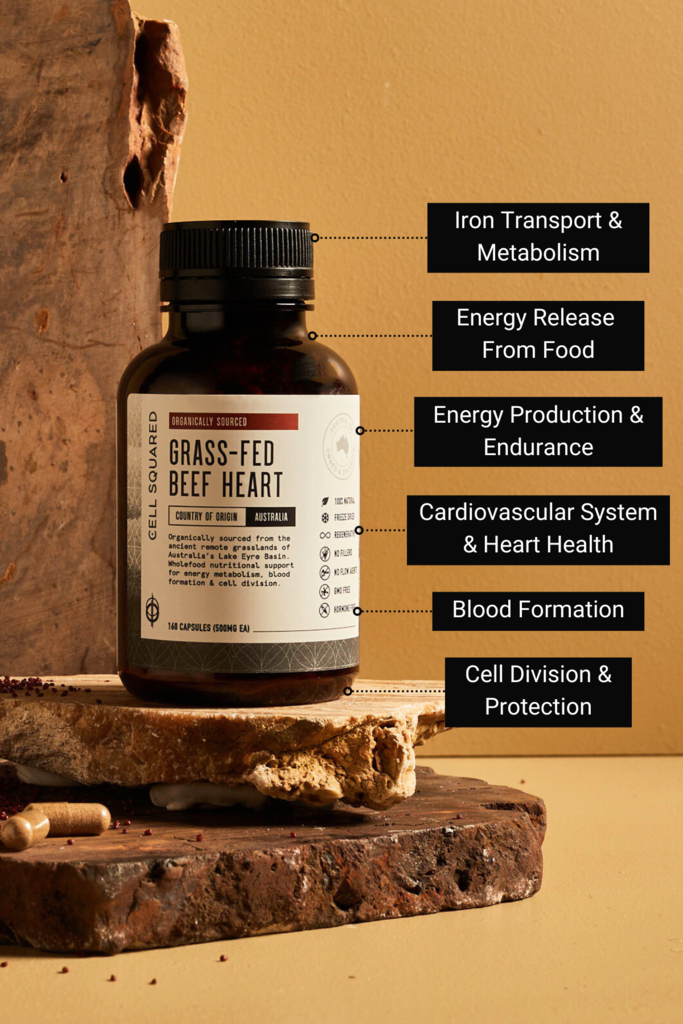 Organic GrassFed Beef Heart Capsules 160 capsules Cell Squared