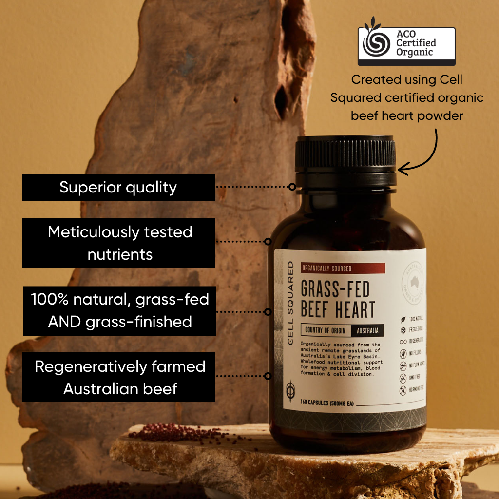 Organic Grass-Fed Beef Heart Capsules - Cell Squared
