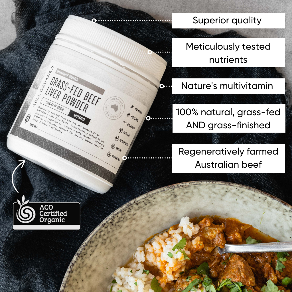 Organic Grass-Fed Beef Liver Powder  - 180g - Cell Squared